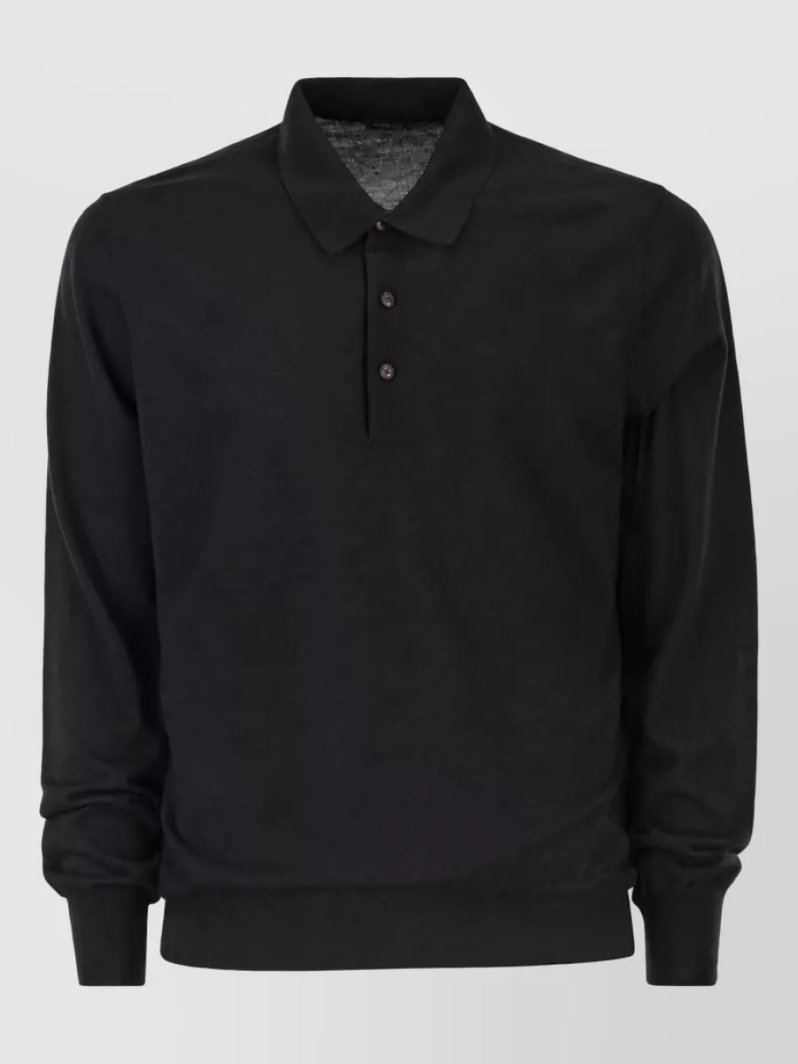 Kiton wool long-sleeve polo shirt