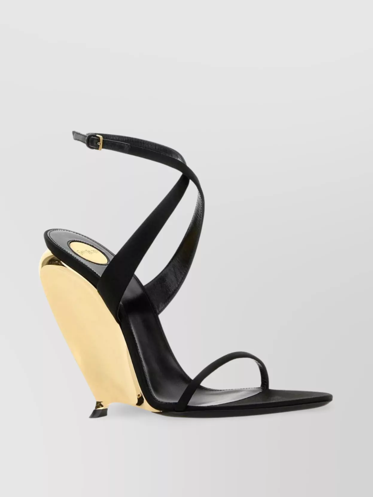Saint Laurent Tallulah Strappy Wedges Gold Heel