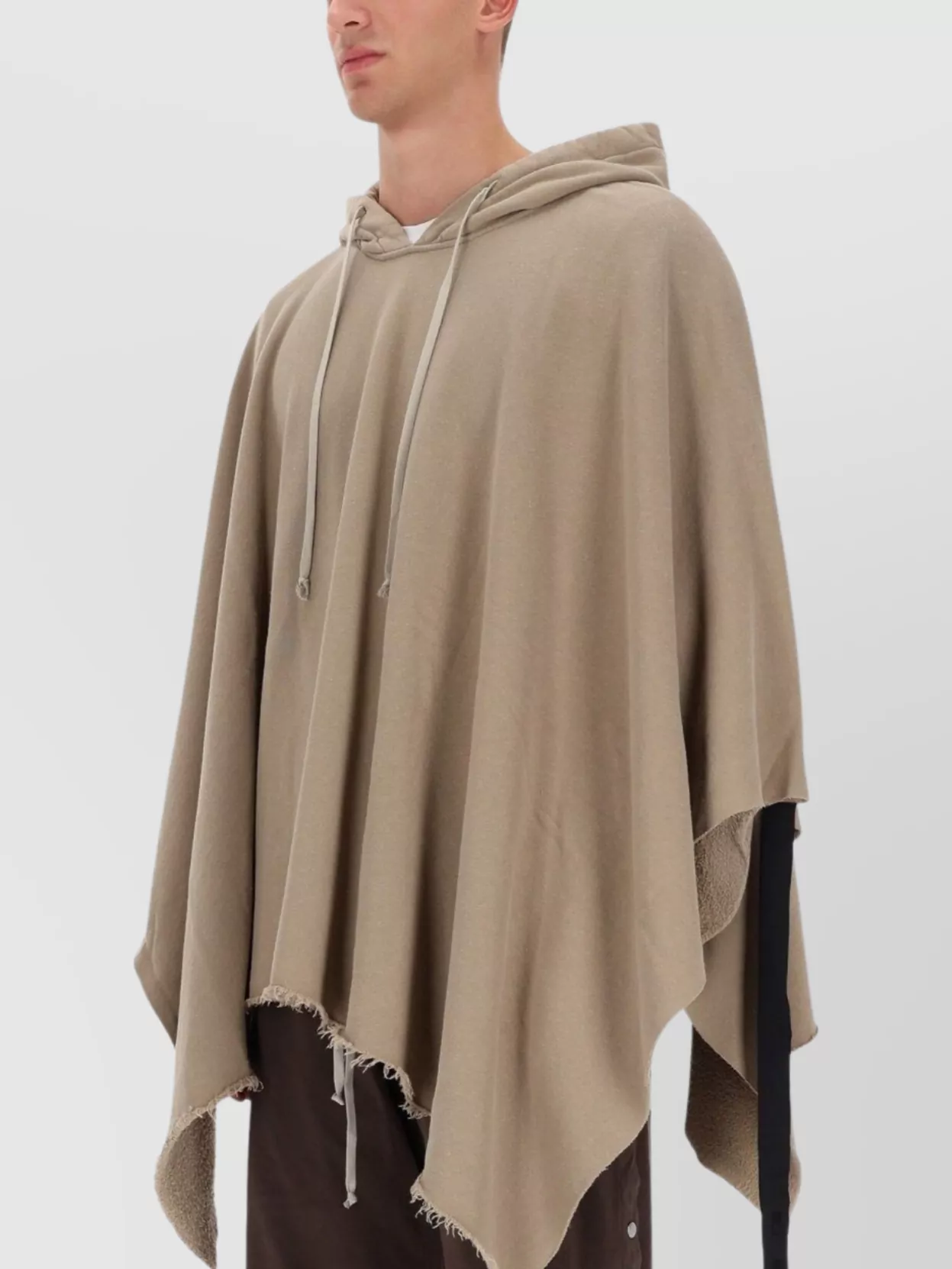 Rick Owens Drkshdw Asymmetric Hem Hooded Coat Drawstring Detail