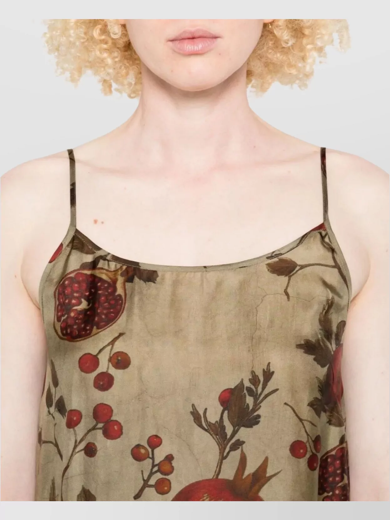 Uma Wang Pomegranate Print Slip Style Midi Dress