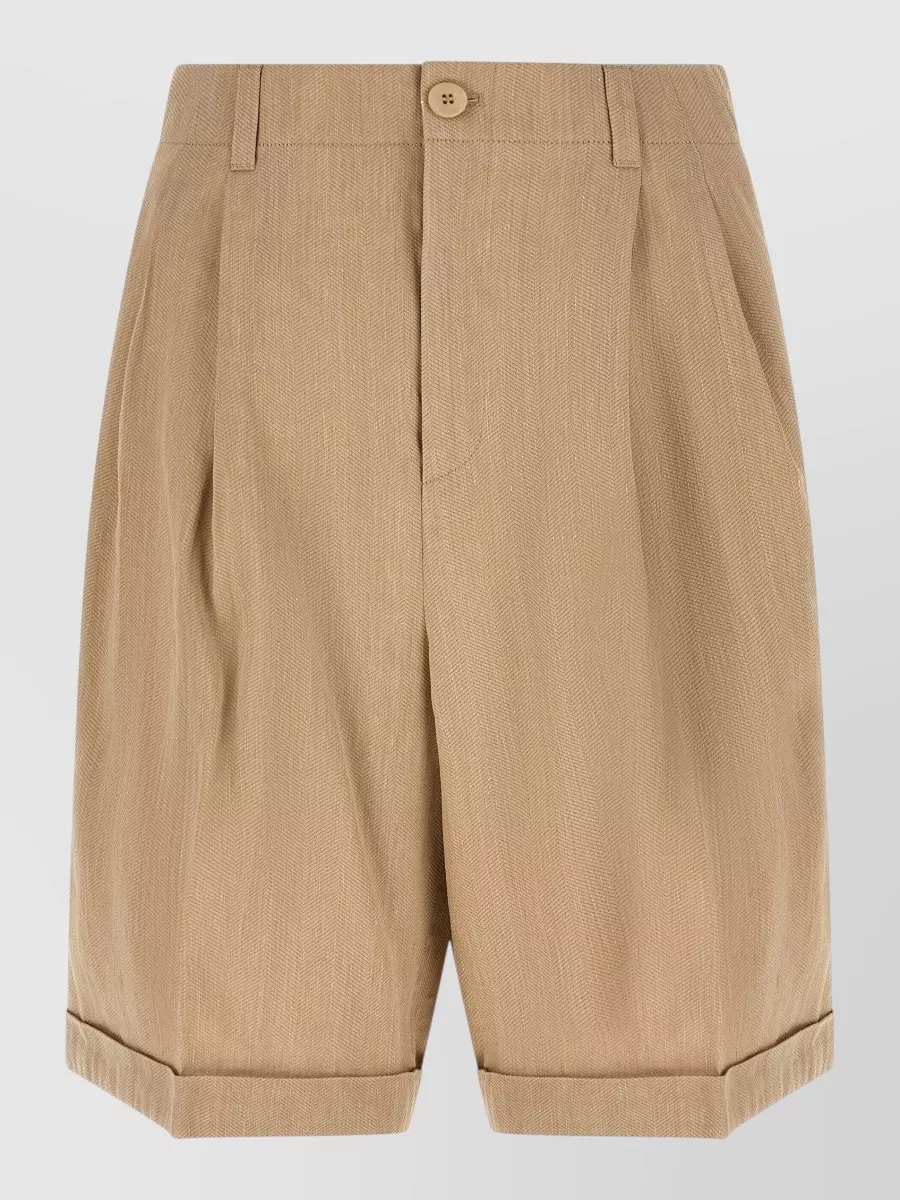 Jacquemus Textured chevron wide-leg mid-rise bermuda shorts