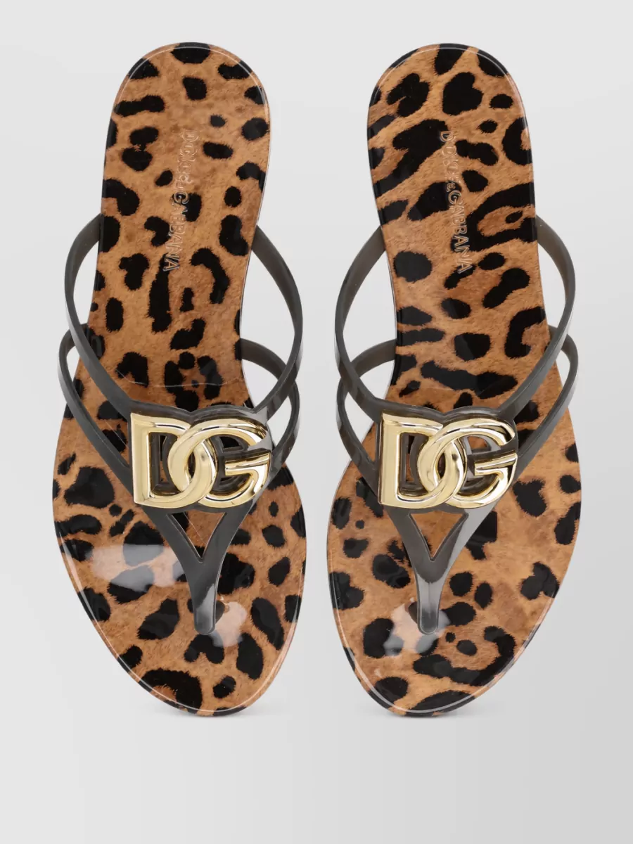 Dolce&Gabbana Logo Slides Floral Leopard Flat Sole Design