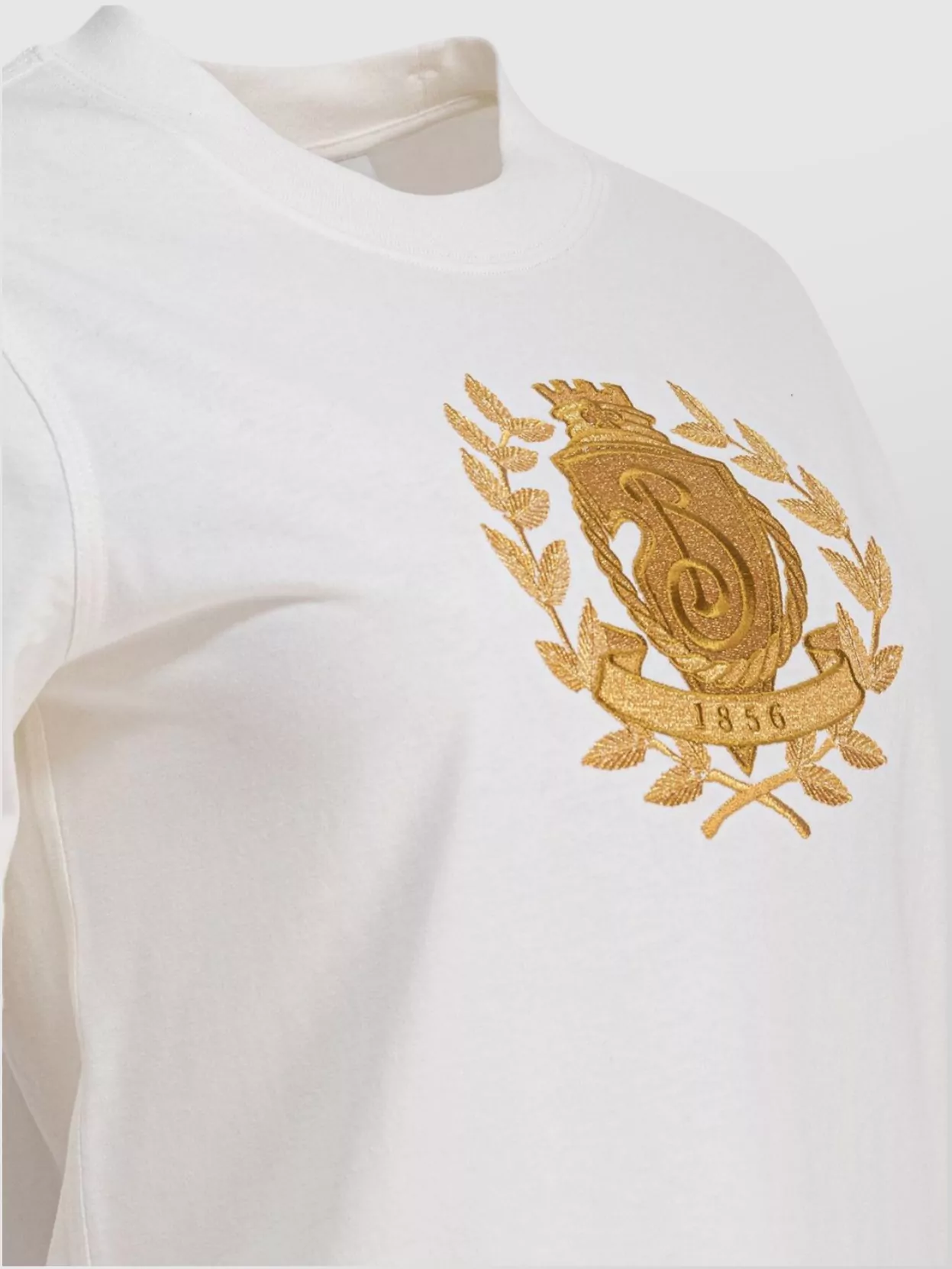 ★Burberry★ B Crest Short Sleeve T-Shirt Chalk 8108169 8108 Burberry Crest Embroidered Short-sleeve T-shirt In Chalk