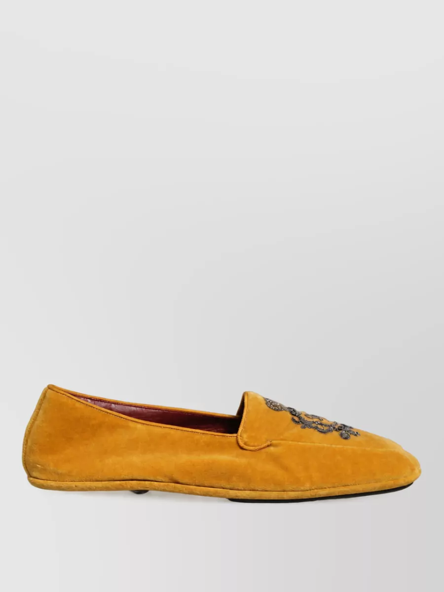 Dolce&Gabbana Leather Velvet Crown Embroidered Loafers