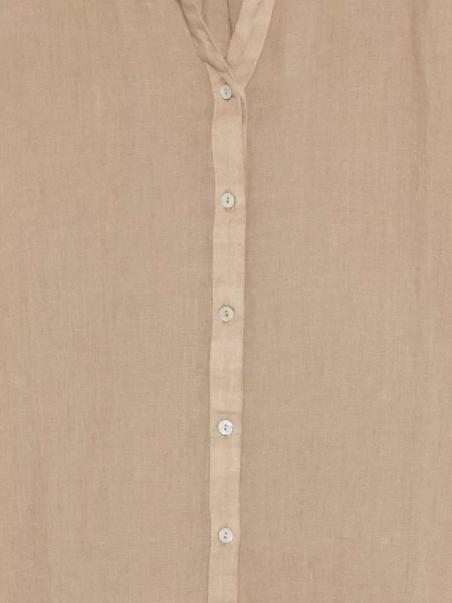 120% Lino Linen V-Neck Long-Sleeve Shirt