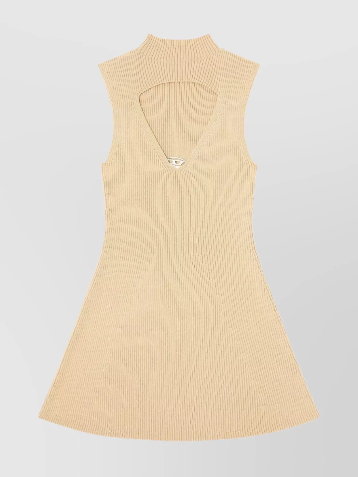 Diesel M-oloni-short Keyhole-neck Ribbed Dress In Neutral