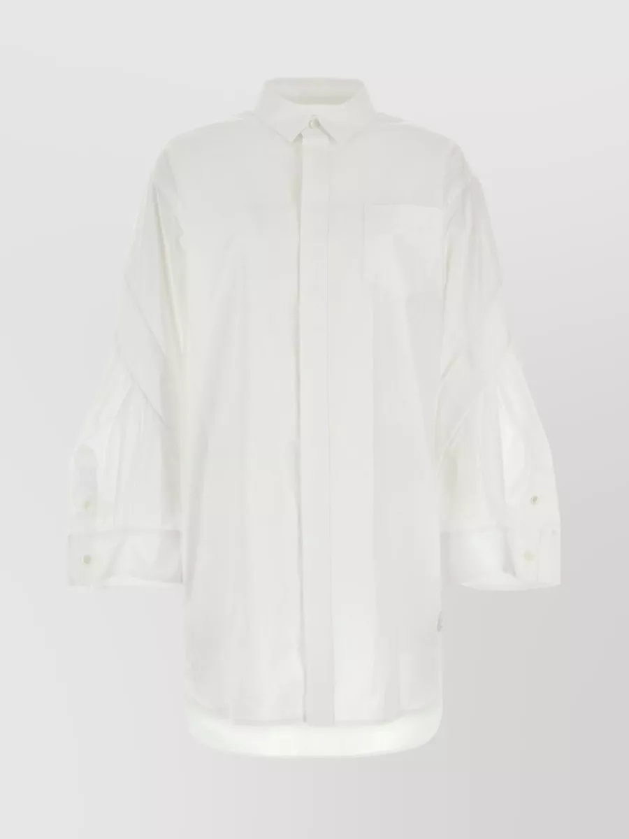 Shop Sacai Distinct Sleeves Mason Shirt Dress In White