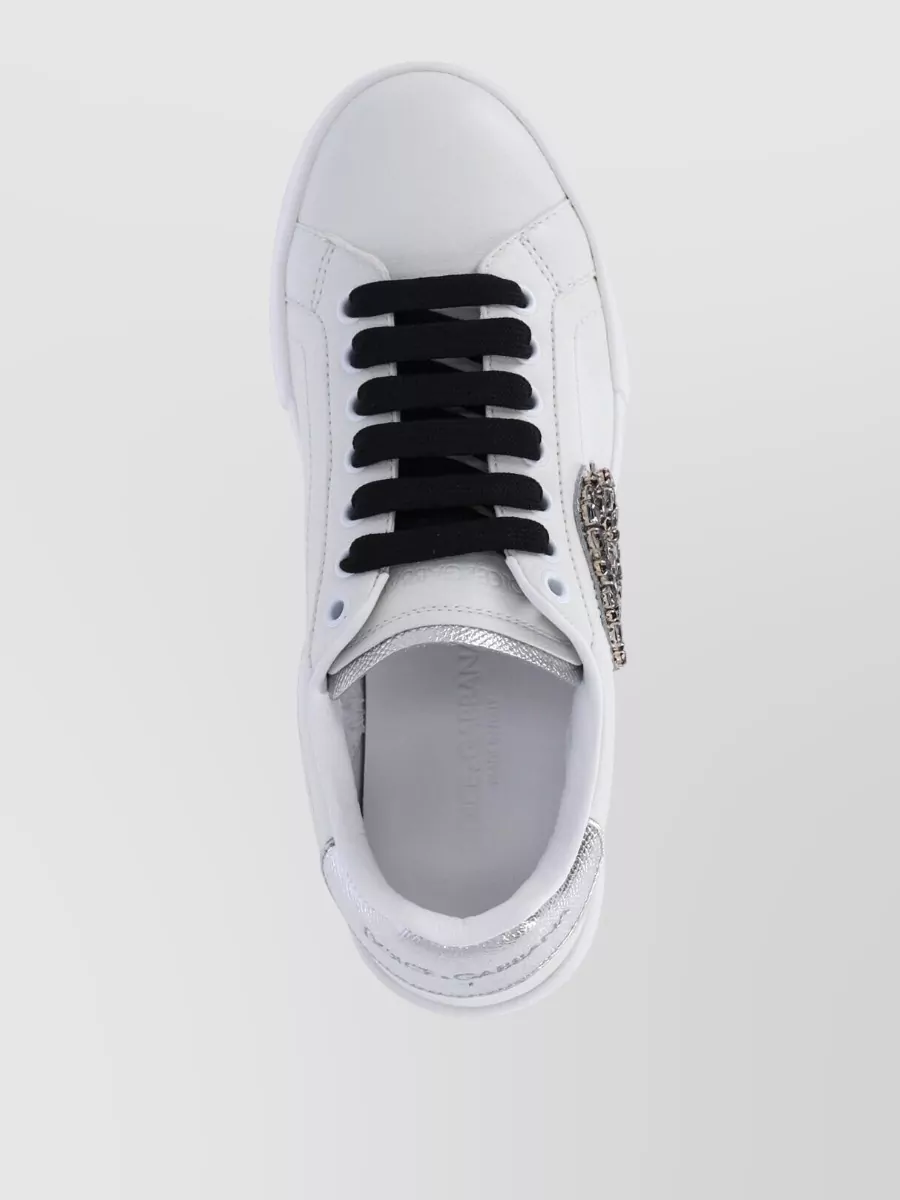 Dolce&Gabbana Crystal-Embellished Leather Low-Top Sneakers