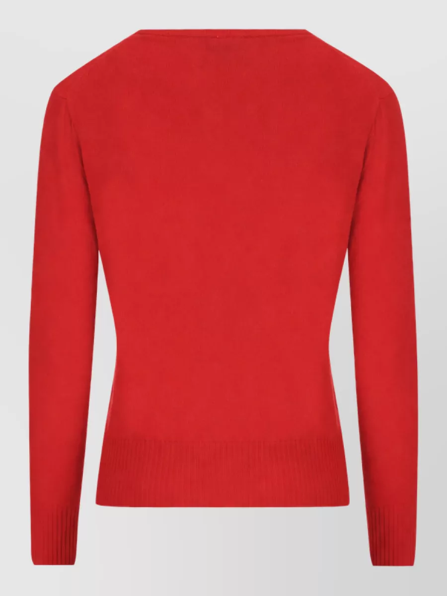 Miu Miu Cashmere V-Neck Ribbed Hem Sweatshirt
