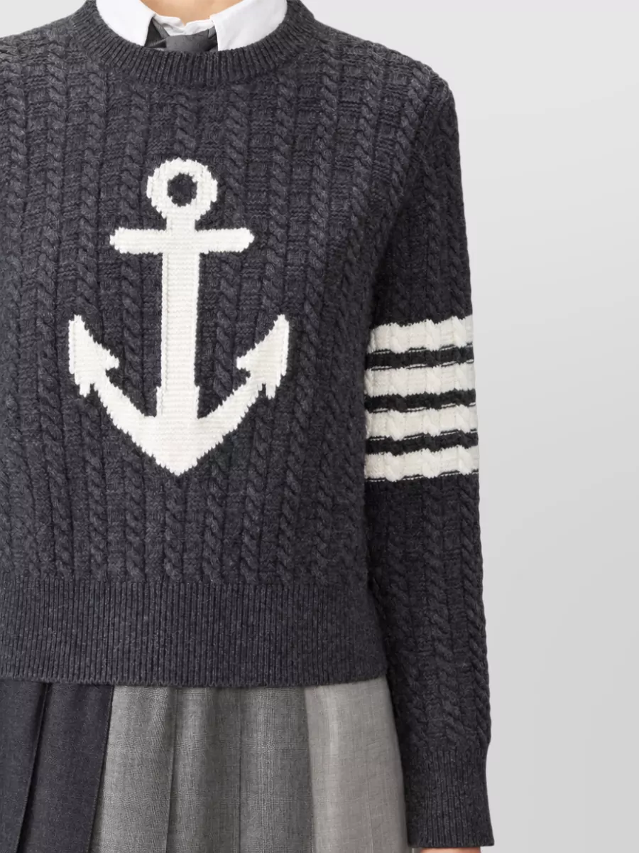 Thom Browne Cable-Knit Intarsia Crew-Neck Wool Jumper