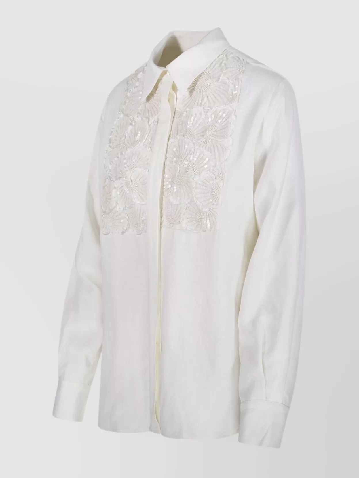 P.a.r.o.s.h Parosh Floral Embroidered White Shirt With Sequins