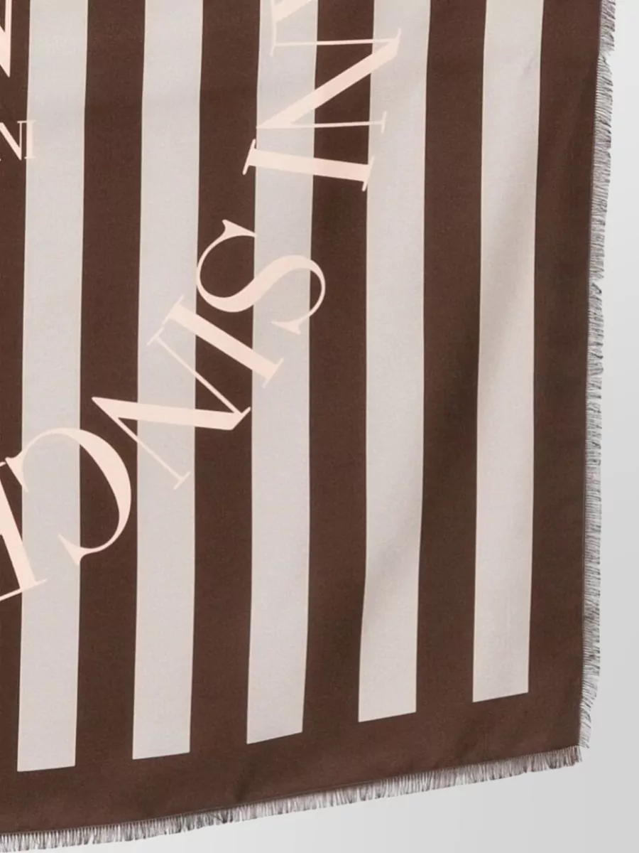 Emporio Armani Silk Foulard Striped Design Fringed Edges