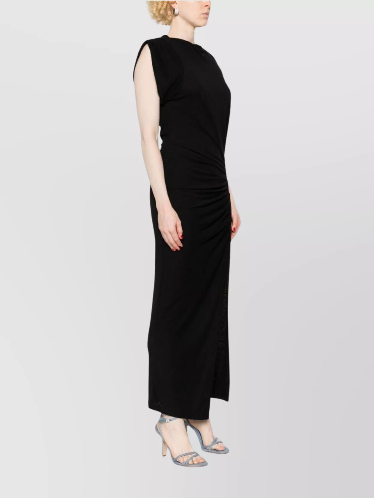 Isabel Marant Etoile Long Boat Neck Draped Dress With Slit