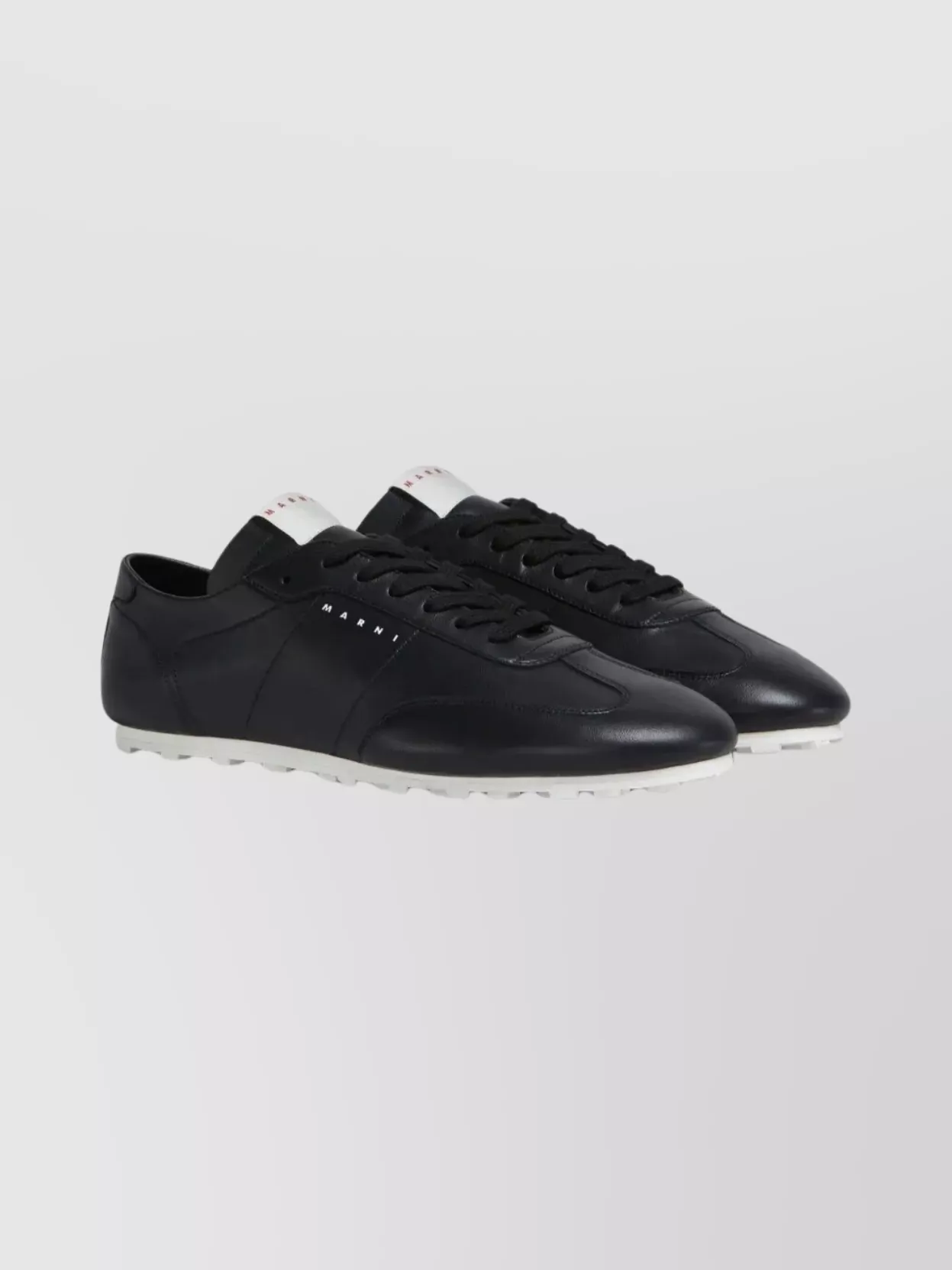 Marni Leather Low-top Sneakers And Contrasting Sole In Black