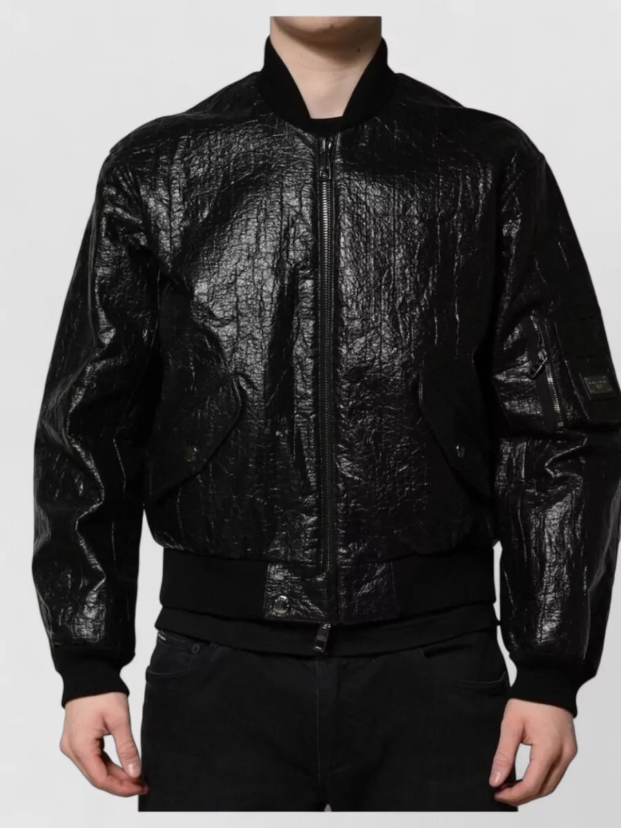 Dolce&Gabbana leather zip-up bomber jacket