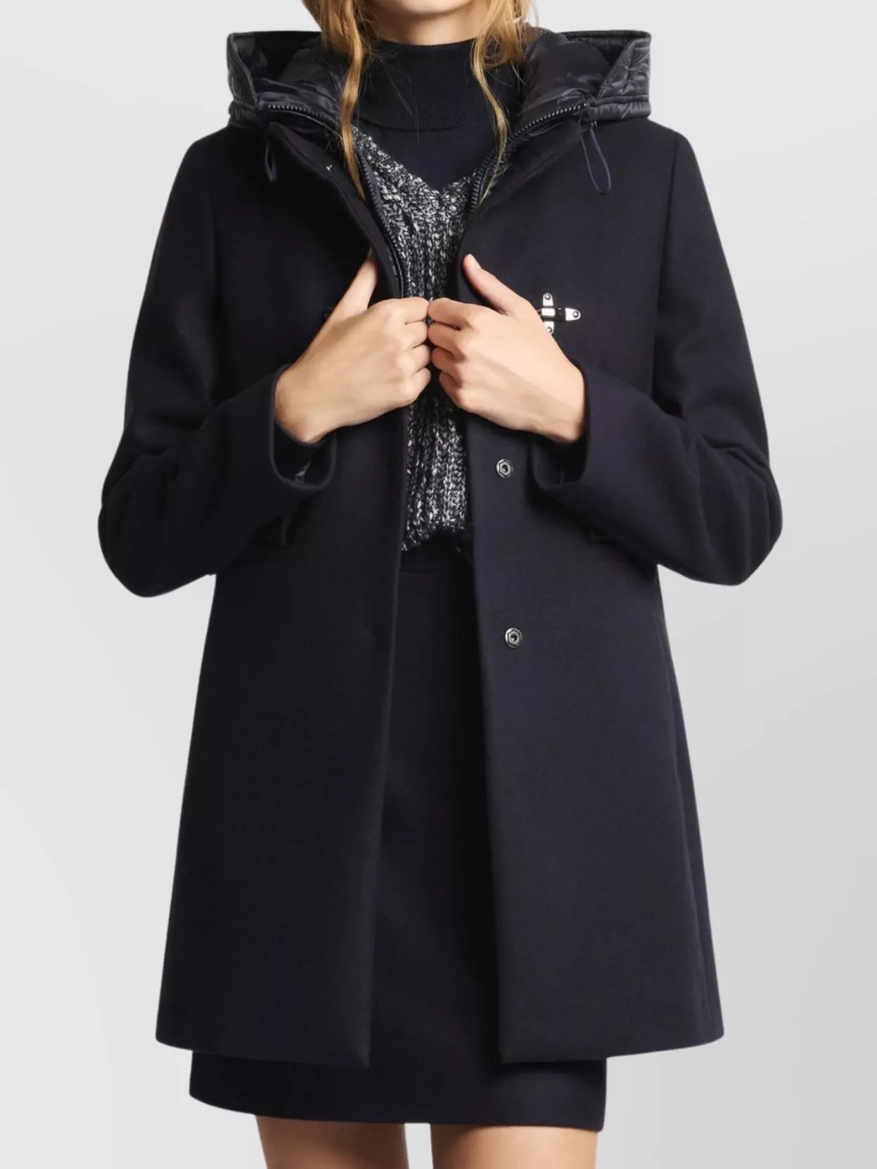 Fay Hooded Quilted Flap Pockets Coat