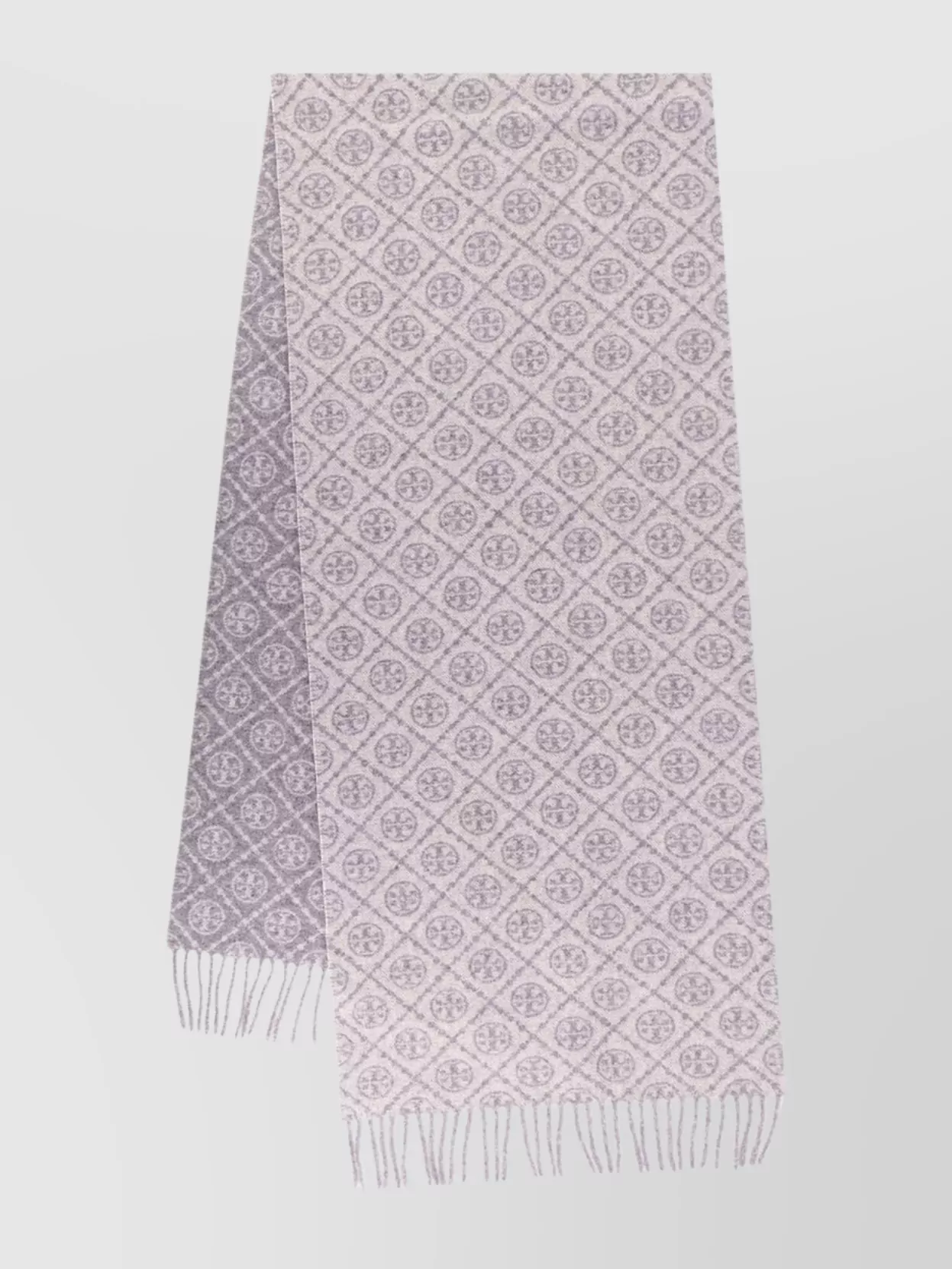 Tory Burch Geometric Pattern Scarf Fringed Edges