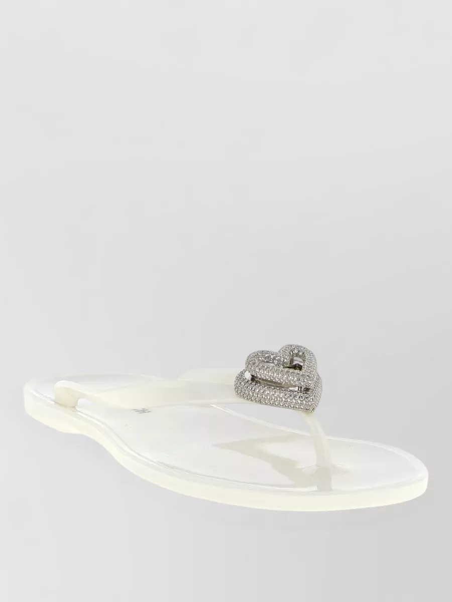 Mach & Mach crystal-embellished double heart thong sandals