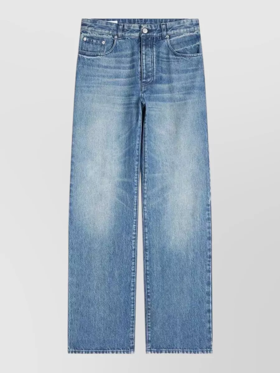 Dries Van Noten denim laser-etched loose-fit straight-leg jeans