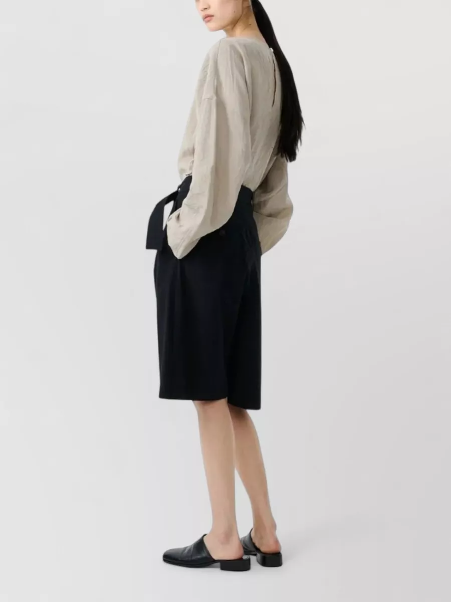 Studio Nicholson Belted Pleated Cropped Trousers