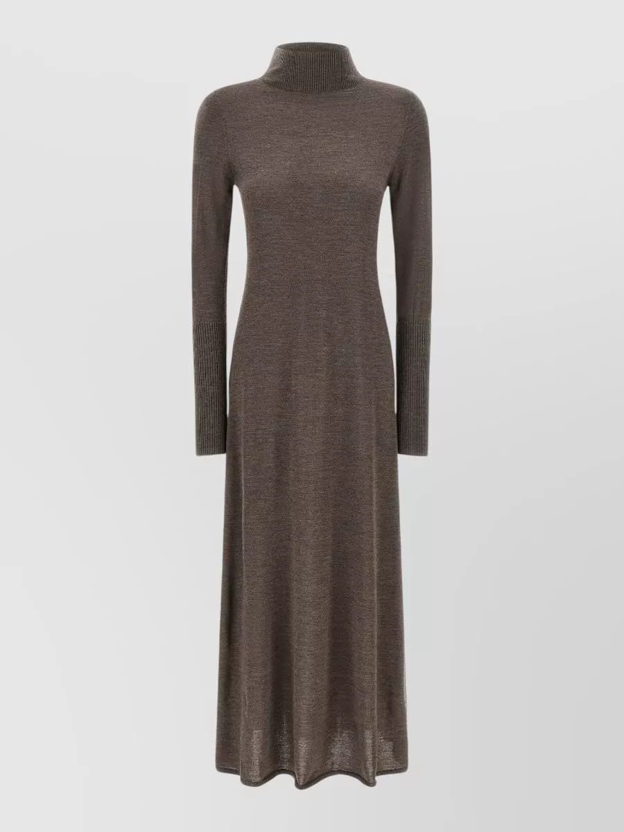 Pinko Wool ribbed turtleneck long-sleeve knitted dress