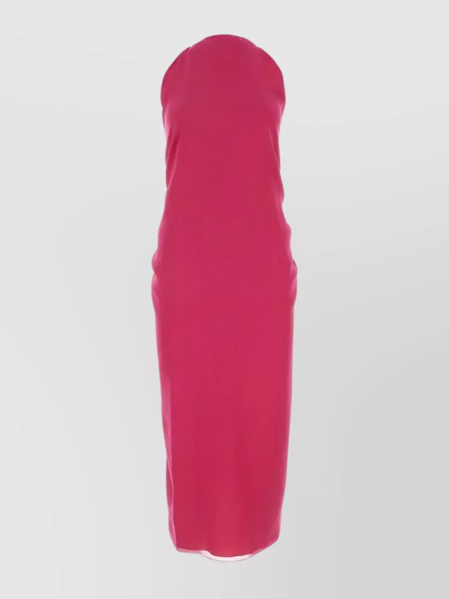 Shop Fendi Silk Dress With Crossed Back Straps In Pink