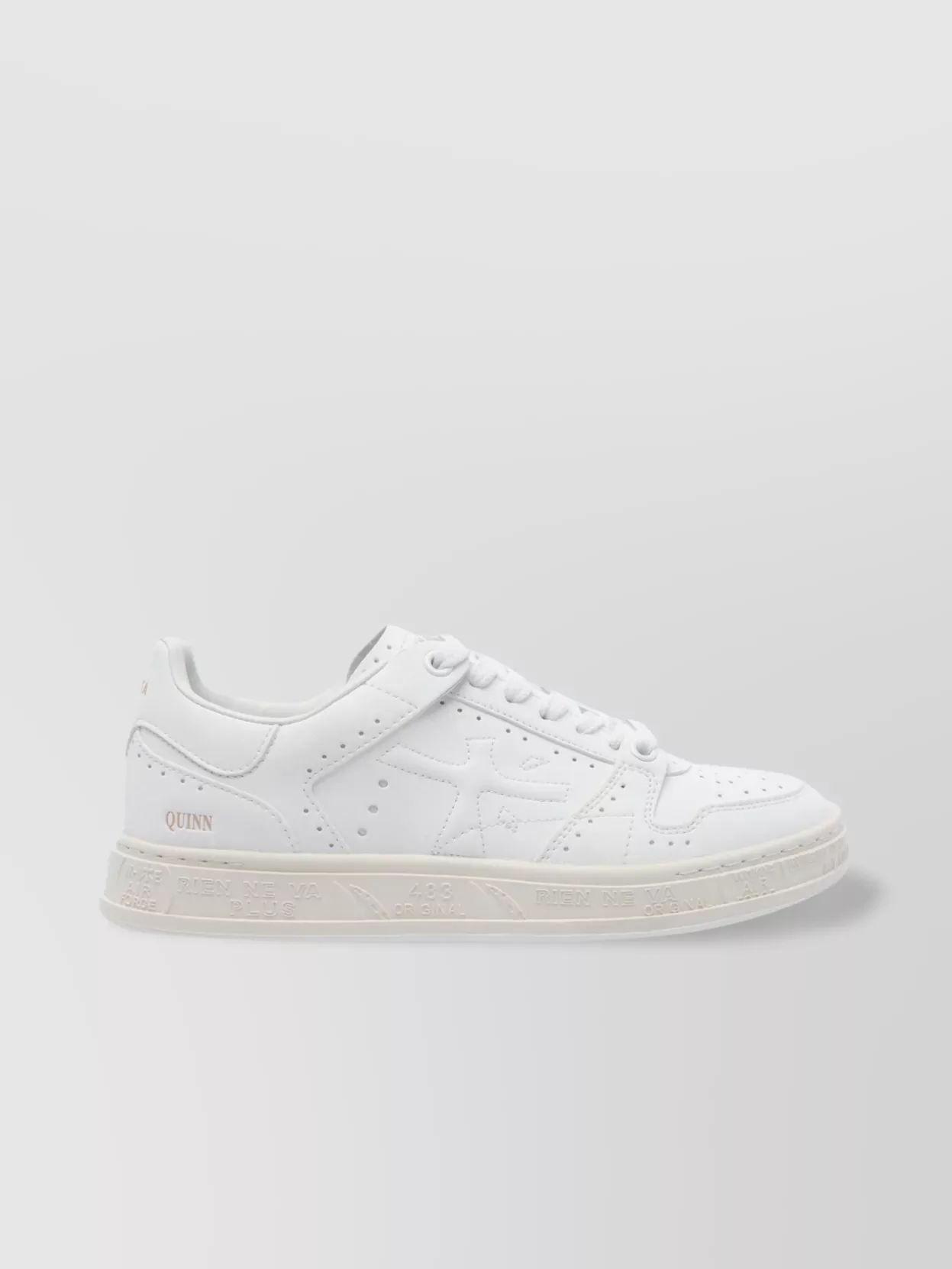 Premiata Round Toe Leather Sneakers With Perforated Upper