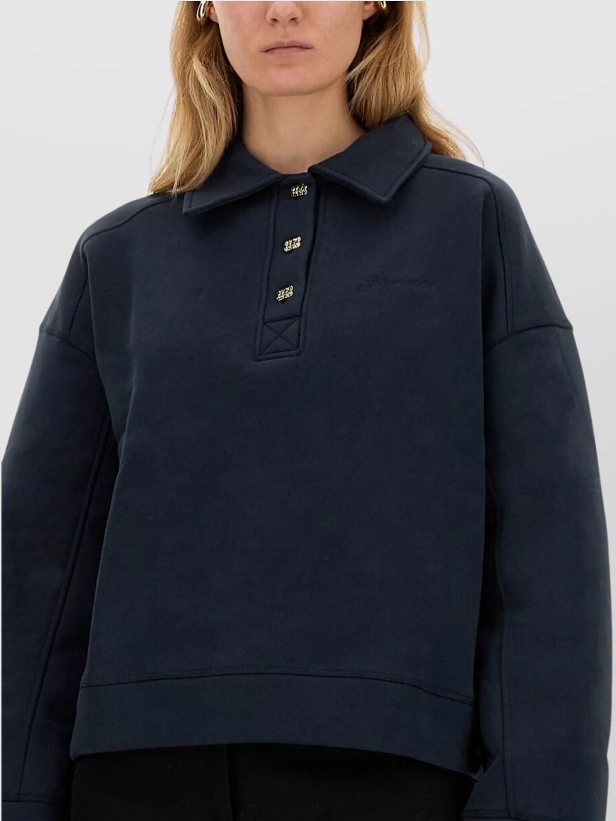 Ganni Cotton Polo Collared Long Sleeves