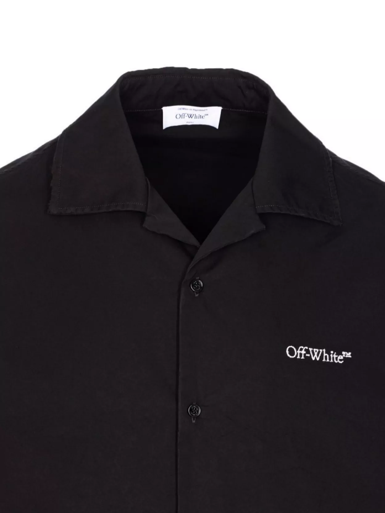 Off-White Graphic Print Bowling Shirt With Spread Collar