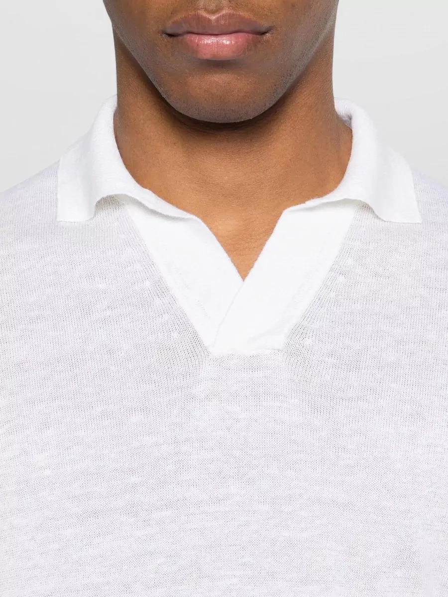 Lardini Short Sleeve Polo Collar Shirt Ribbed Trims