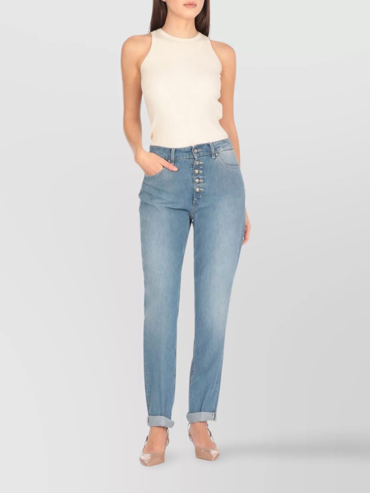 Dondup Rolled Cuffs Five-pocket Trousers In Blue