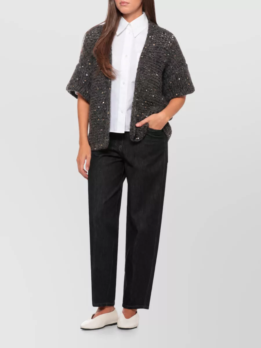 Panicale Mohair Alpaca Short-Sleeve Cardigan