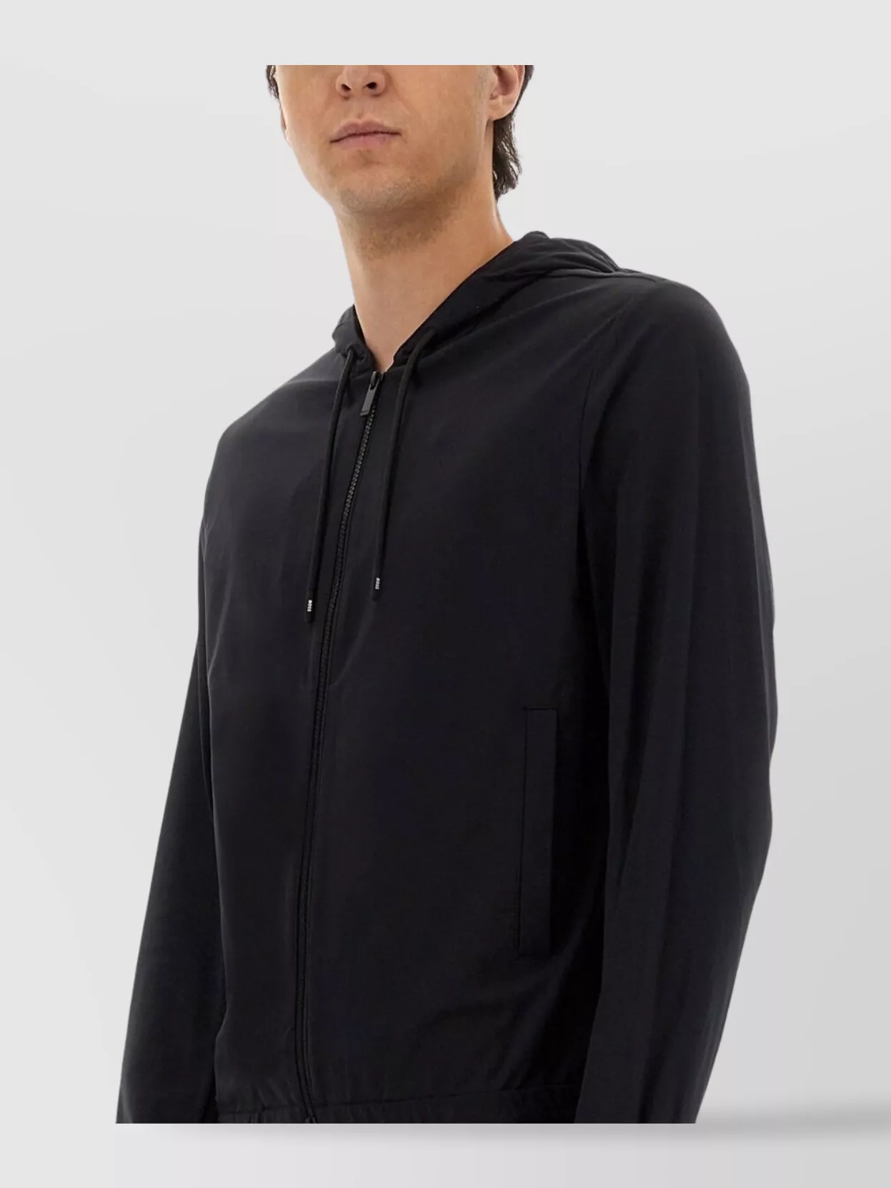 Boss Hooded Jacket With Elastic Cuffs And Side Pockets