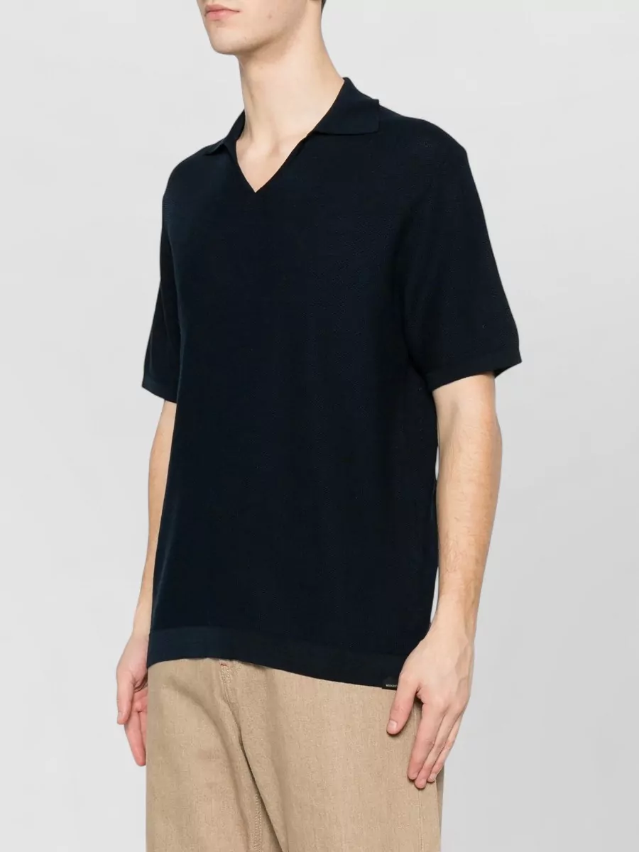 Woolrich Cotton Ribbed V-Neck Polo Shirt