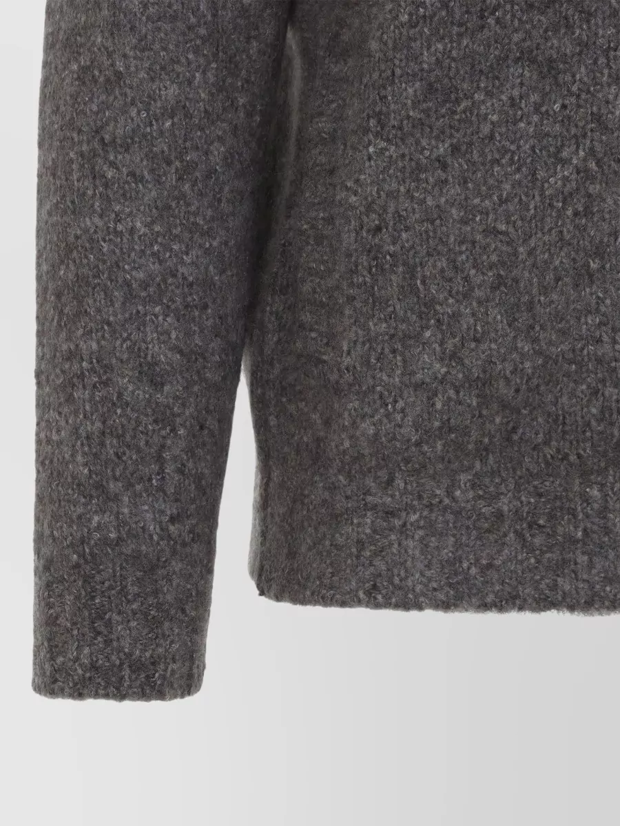 Brunello Cucinelli Cashmere Silk Ribbed Stand Collar Zip Cardigan