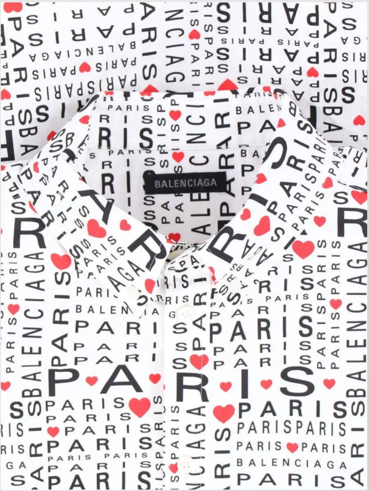 Balenciaga Printed Short Sleeve Shirt With Button-down Collar In White