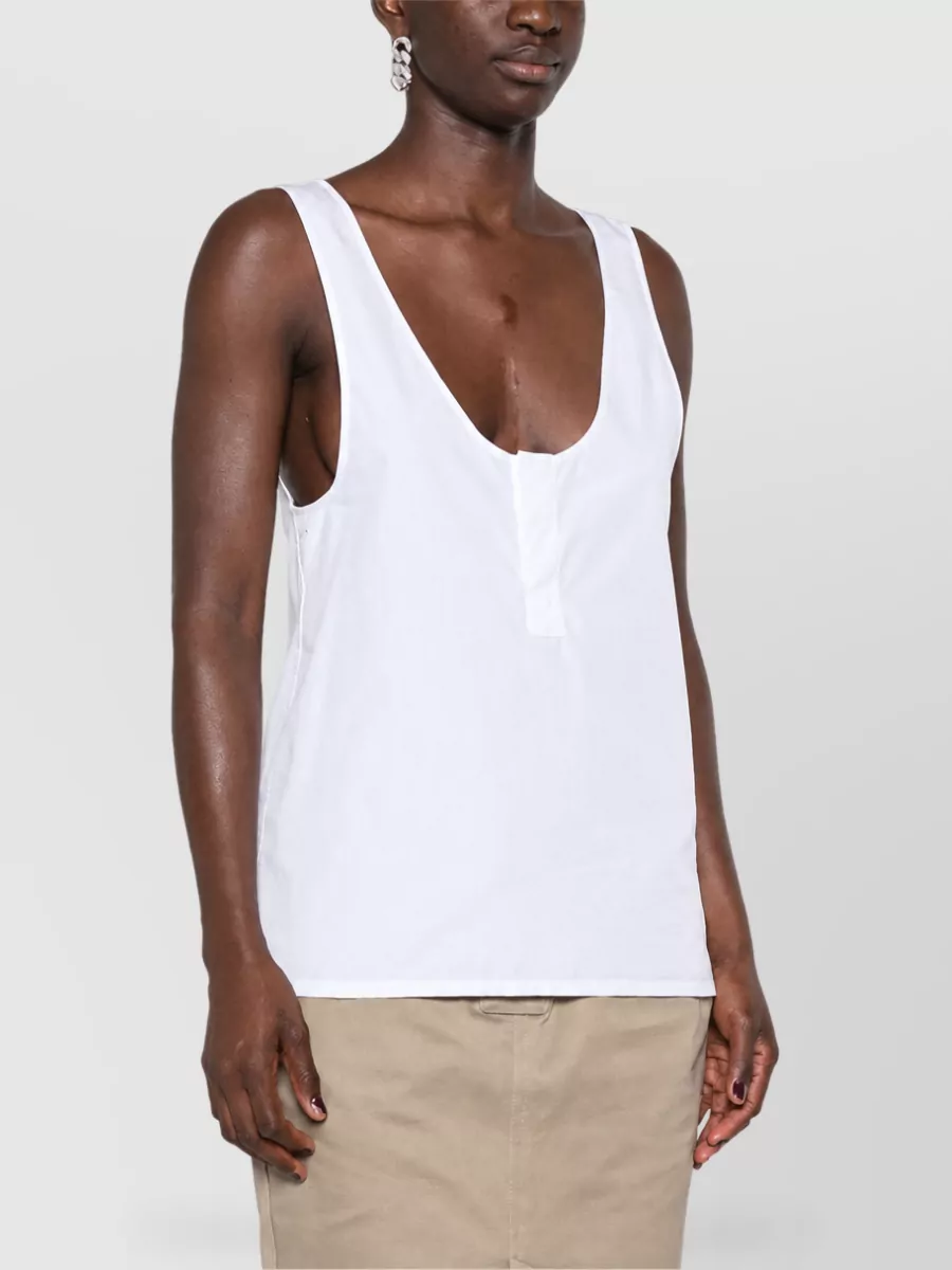 Saint Laurent Cotton Henley Tank Top