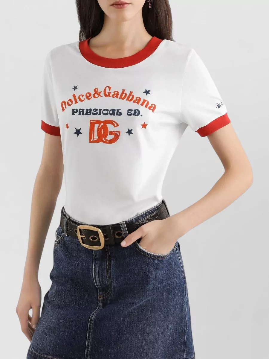 Dolce&Gabbana Ribbed Trim Printed Jersey T-Shirt