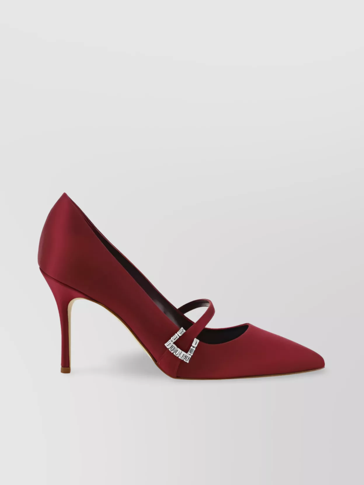 Manolo Blahnik Shiny Buckle Almond Toe Leather Pumps In Red