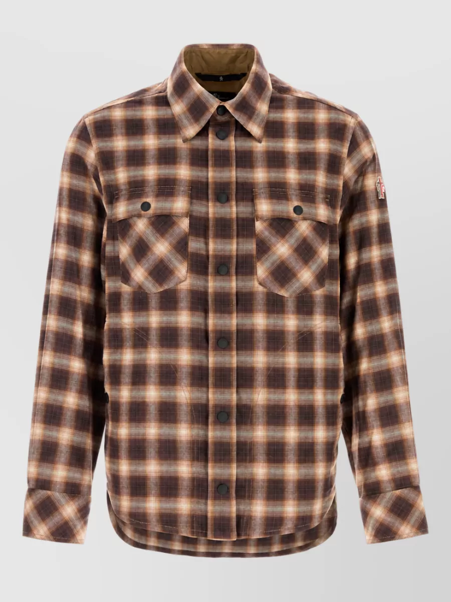 Moncler Grenoble embroidered flannel shirt jacket