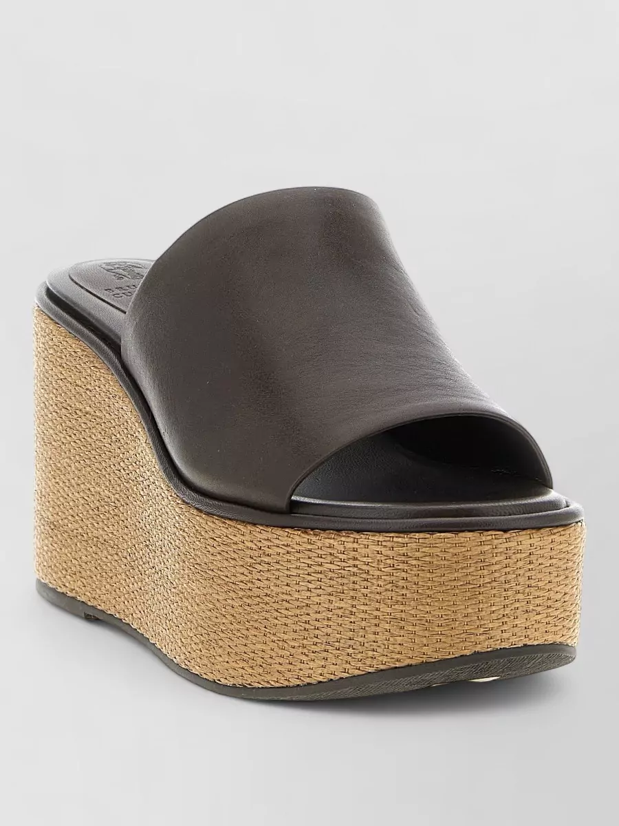 Brunello Cucinelli leather wedge mules