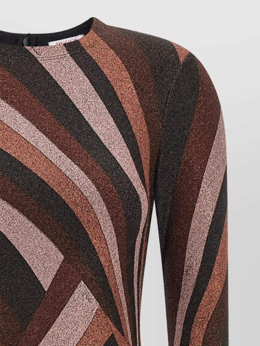Pucci Printed Long-Sleeve Asymmetric Midi Dress