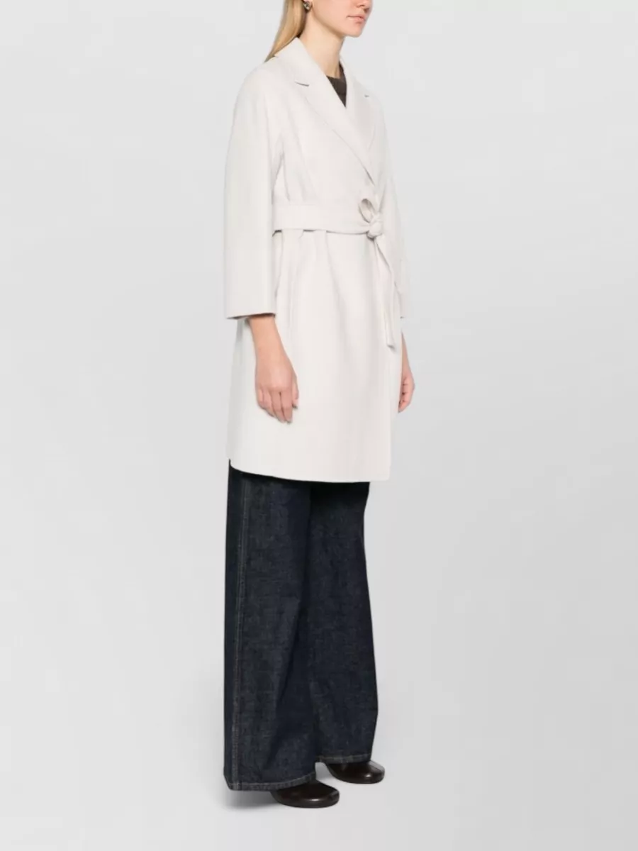 S Max Mara Coat Three Quarter Sleeves Belted Waist