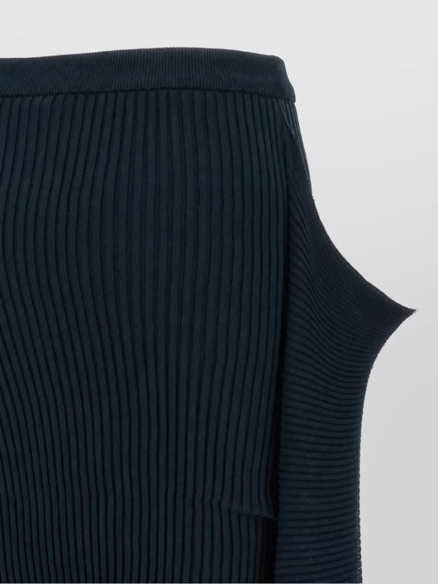 Issey Miyake High-Waisted Ribbed Draped Skirt