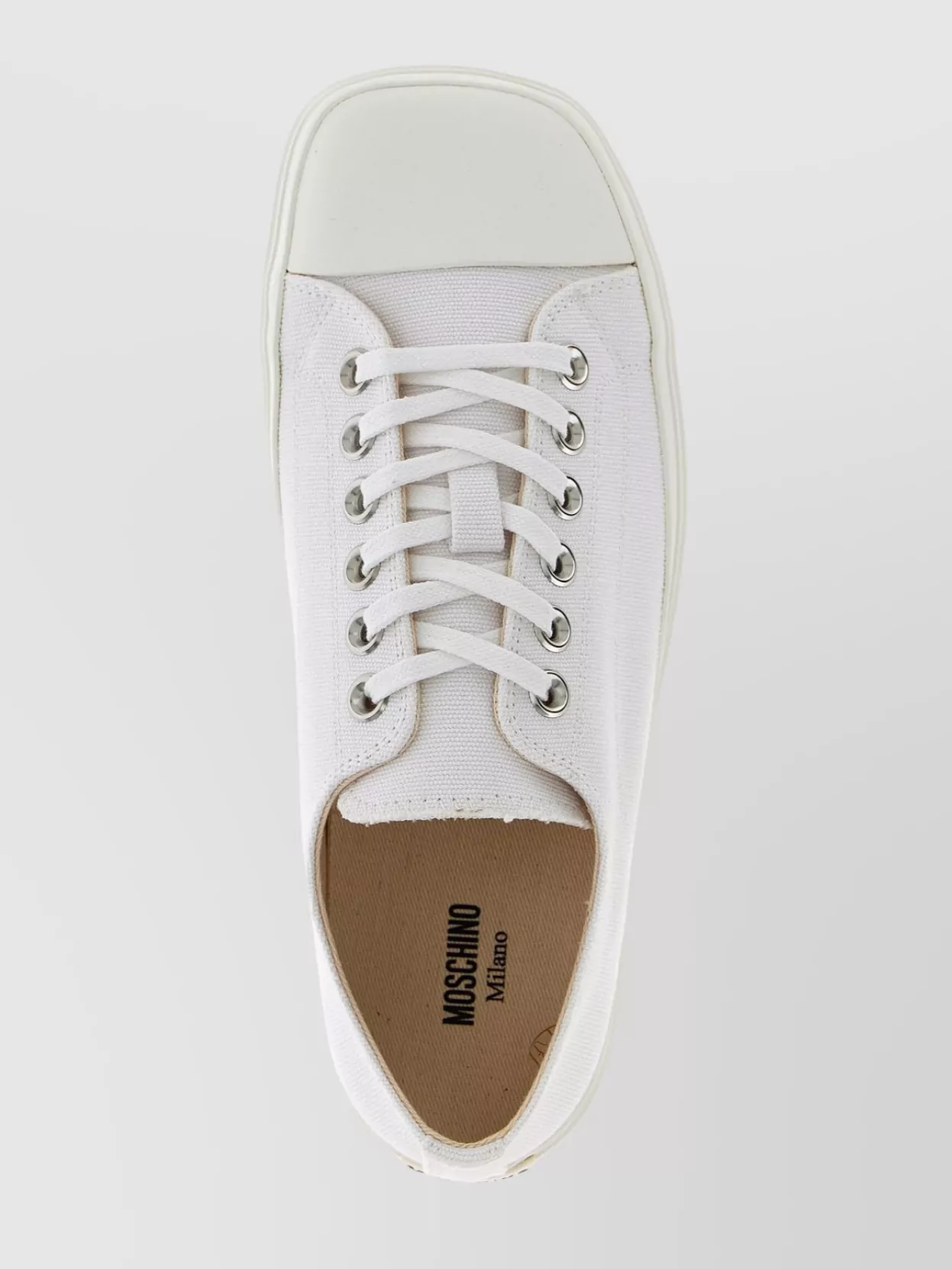 Moschino Round Toe Canvas Sneakers With Rubber Sole