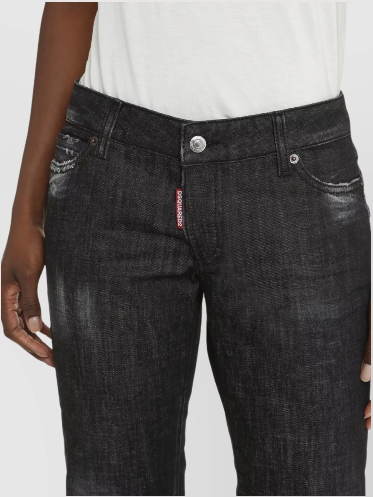 Dsquared2 Distressed 5-pocket Jeans With Belt Loops In Black