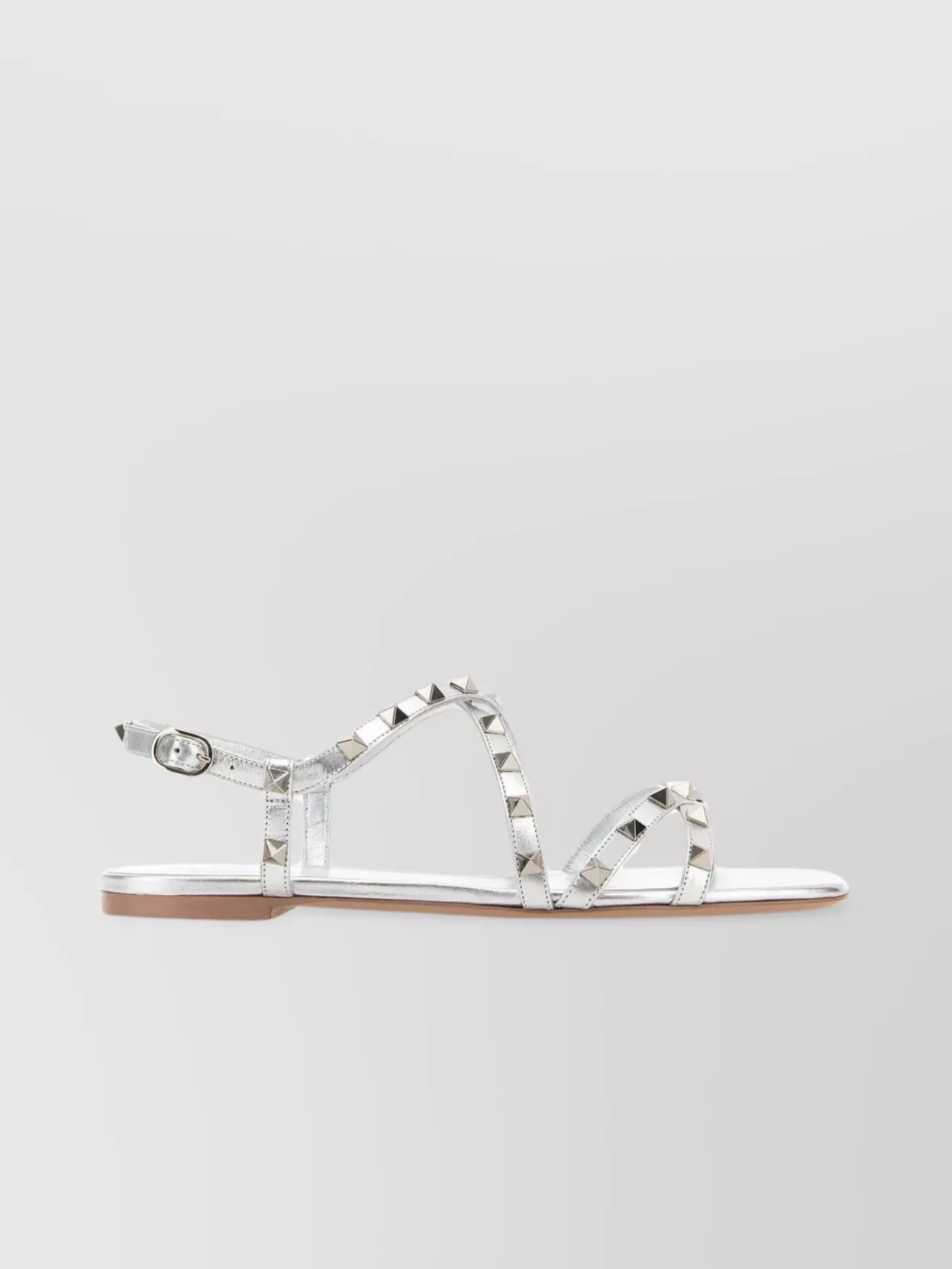 Shop Valentino Embellished Metallic Leather Sandals In White