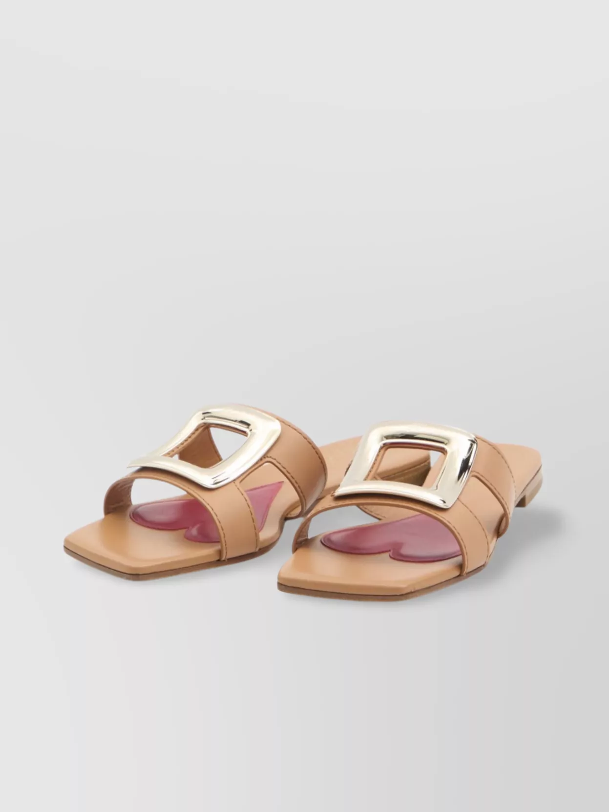 Roger Vivier Square Buckle Leather Slides