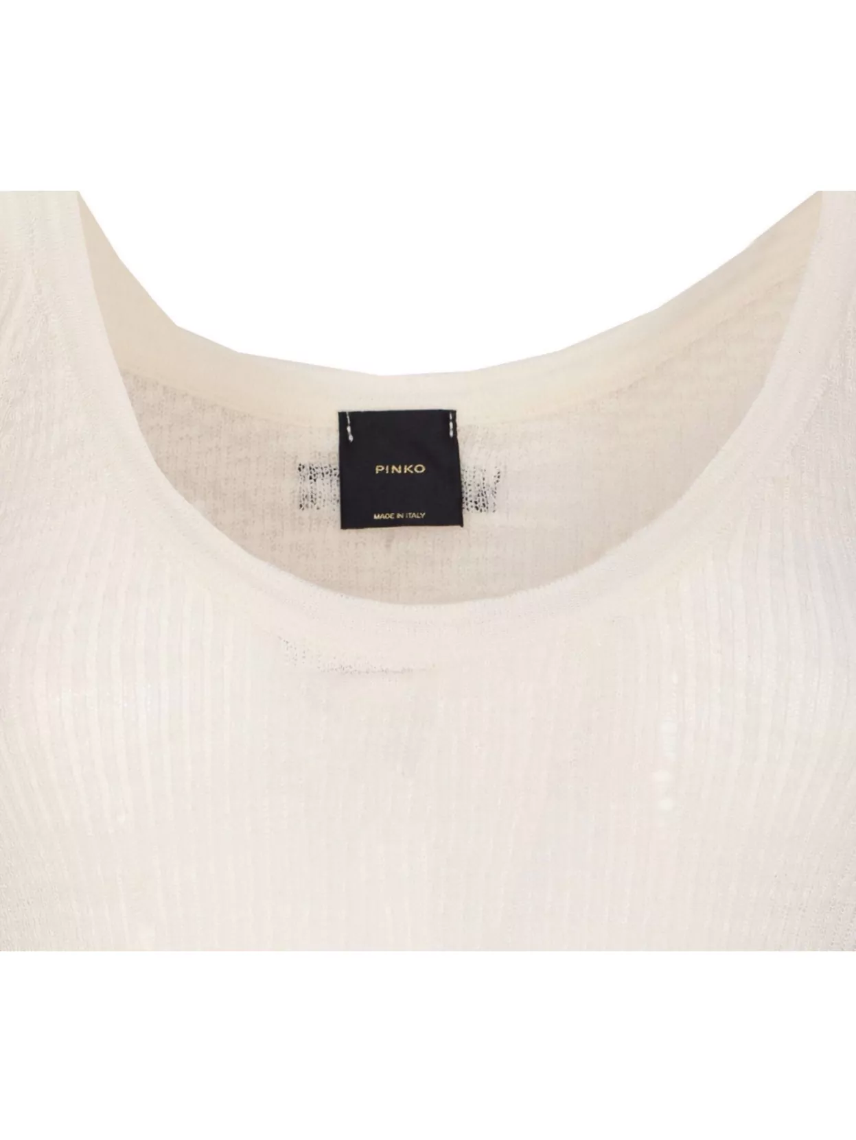 Pinko Crewneck Distressed Ribbed Sleeveless Stretch Top