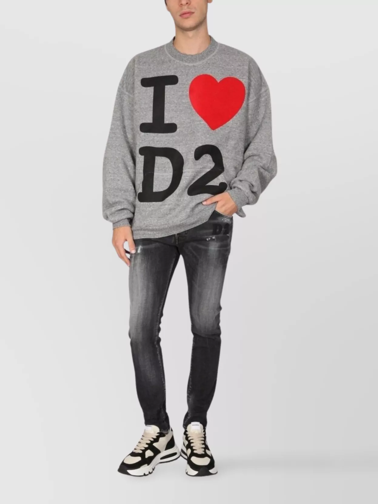 Shop Dsquared2 Love Sweatshirt Crew Neck Graphic Print